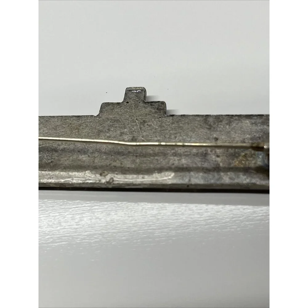 Vtg PIERRE BEX? Style JEWELRY ART DECO Ocean Liner ENAMEL BROOCH Pin Rhinestones